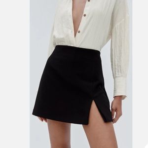 Zara black mini skirt with slit